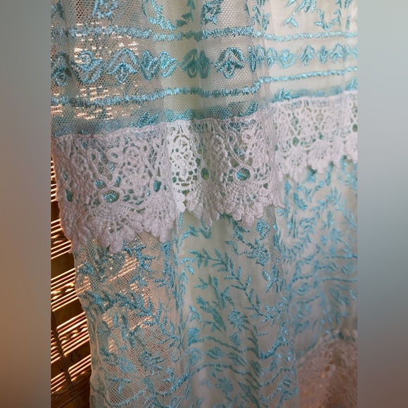 Gypsy 05 Crochet Lace Eyelet Beach Dress Tie Cold Shoulder - Picture 14 of 17